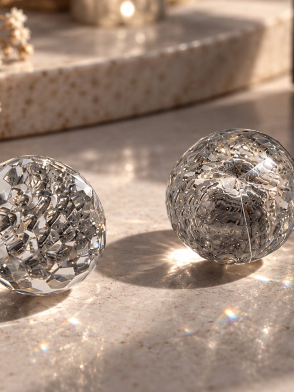 Clear Cut Glass Crystal Sphere Hoop Earrings